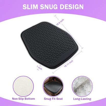 Thin Gel Seat Cushion for Car Seat, Office Chair, Wheelchair, Golf Cart - Non-Slip Car Seat Cushions with 0.7 Inch Gel - Sciatica & Coccyx Pain Relief (Fabric, Black) - color: Black