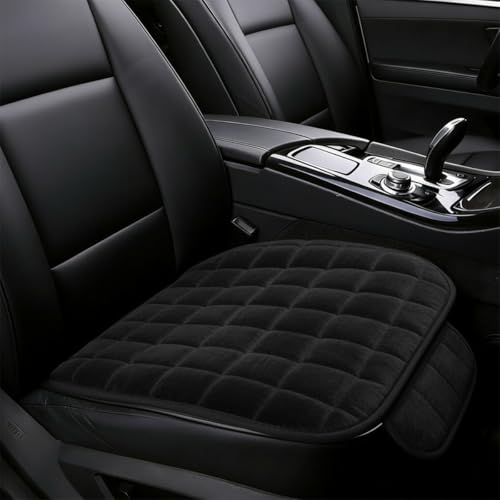 YoRise Car Seat Cushion, Soft Plush Auto Seat Pad with Storage Pocket, Car Driver Seats Protector Cover with Non-Slip Rubber Bottom, Winter Vehicle Accessory for SUV, Truck, Home, Office (Black) - color: Black