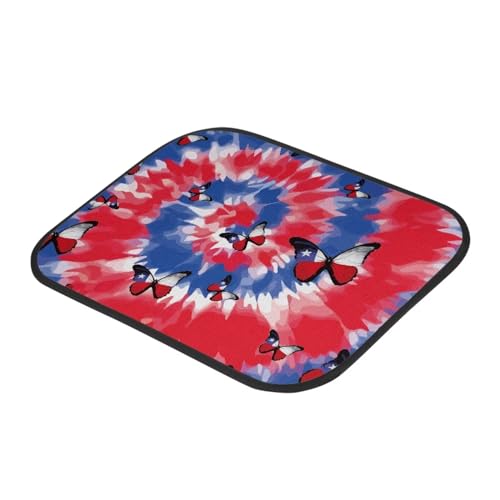 Butterfly Tie Dye Red Blue Automotive Floor Mats Front and Rear Car Mat Carpet Set 4 Pcs Universal Fit for July of 4th - color: Butterfly Tie Dye Red Blue