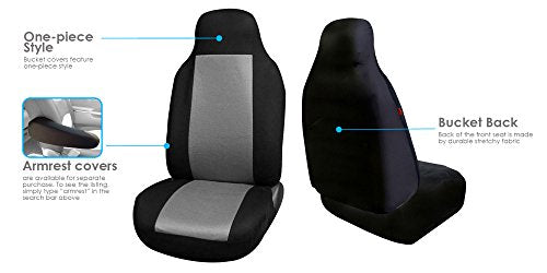 FH Group Full Set Car Seat Covers Classic Cloth Universal Fit Gray Seat Covers,Washable High Back Combo Small Car Seat Cover Design Front Seat Covers Seat Cover for SUV, Sedan, Van, Car Accessories