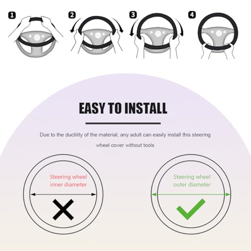 Car Steering Wheel Cover, Leather Breathable Ice Silk Auto Wheel Wrap with Anti-Slip Lining, Scratch-Resistant Elastic Protector Fit for 14.5-15 Inch Steering Wheels (Blue) - color: Blue