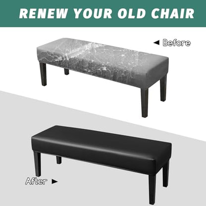 FUANGUI PU Waterproof Bench Cover, Stretch Dining Bench Cover for bedrooms, Living Rooms, Kitchens, Protector Chair Bench Piano Bench Seat Covers Stool Slipcover Removable, Washable - Black - color: Pu Black