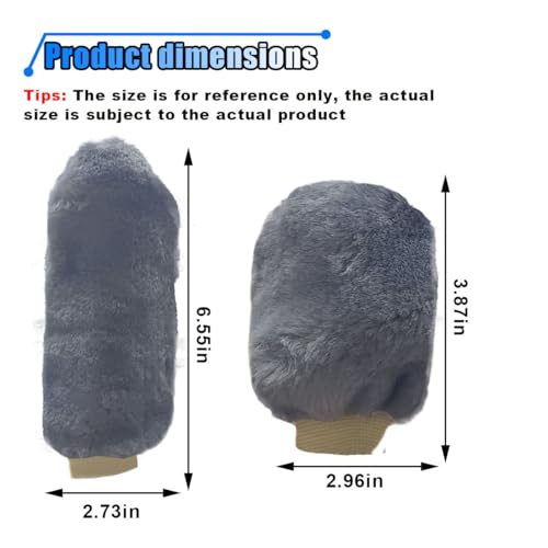 2PCS Plush Car Gear Shift Knob Cover & Handbrake Cover, Soft Fluffy Shift Knob Brake Handle Protector, Universal Car Interior Accessories (Gray) - color: Gray