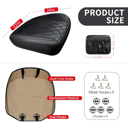 BEITK 2 Pack Leather Front Car Seat Cover Bottom Car Seat, Universal Anti-Slip Driver Car Seat Protectors with Storage Pocket, Waterproof Bottom Auto Seat Cushion Pad Mat for Most Vehicles(Black) - color: cushion pair black