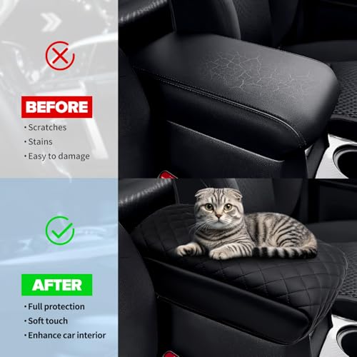 Center Console Armrest Cover Compatible with Toyota 4Runner 2010-2024 Accessories, Premium Leather Arm Rest Cover Pad, Car Middle Console Cover (Black) - size: 2010-2024 Toyota 4Runner