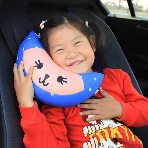 Kids Car Seat Travel Neck Pillow Soft Neck Support Cushion Car Seat Belt Cover Cushion Pillow Car Seatbelt Shoulder Pad Head Neck Support Pillow Seat Strap Pillow for Car Airplane Pushchair Travel - color: Blue