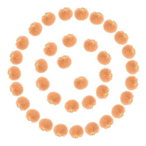 Tupalizy 50PCS Fluffy Pom Poms Charms Soft Fuzzy Faux Fur Puff Ball Pendant for Keychains Bracelets Earrings Jewelry Making Tassels Bags DIY Crafts Party Favors Gifts Accessories - color: Orange