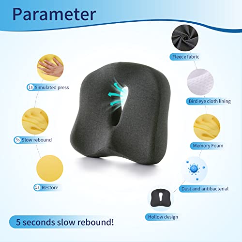 Memory Foam Seat Chair Cushion for Relieves Back Sciatica Pain Tailbone Pain Coccyx Degenerating Disc Orthopedic Osteoarthritis Prostate Cushion Low Back Pain Cushion Hip Shaping (Dark Gray) - color: Dark Gray