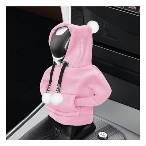 Car Gear Shift Knob Hoodie Cover with Fur Ball - Universal Automotive Cute Gear Shifter Protector Covers,Comfortable Cars Interior Accessories for Men Women (Pink) - color: Pink