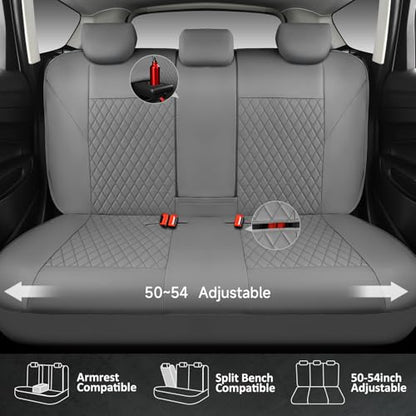 CAR PASS Quilting Faux Leather Seat Covers Full Set, Waterproof Deluxe PU Premium Auto Seat Cover, Breathable Seat Covers Universal Fit for Most Sedan SUV Van Small Truck, Airbag Compatible All Gray - color: Full Gray, size: Full Set (Front and Rear)