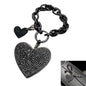 Cute Heart Keychain, Pretty Bling Key Chain Accessories, Sparkling Diamond-Studded Microfiber Leather Car Keyring Wristlet - color: Black