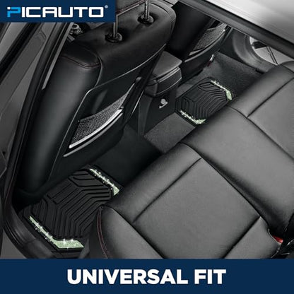 PIC AUTO Car Floor Mats, Green Sparkly Crystal Bling Glitter Car Mats Set, Front and Rear Heavy Duty Rubber Car Mats with Anti-Slip Backing, All Weather, Trim-to-Fit for Automotive SUVs, Sedan, Vans - color: Green Glitter