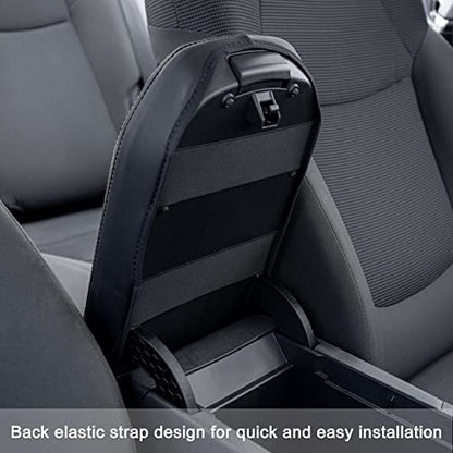 Center Console Armrest Cover for 2025 Toyota RAV4 Accessories 2024 2023 2022 2021 2020 2019 Leather Middle Console Lid Cover Pad Protector Elbow Arm Rest Covering Car-(Black)