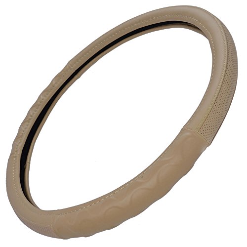 Motor Trend 18" Inch Steering Wheel Cover for Big Rigs Trucks Semis Truckers RVs 18-Wheelers Freight Carrier Tow Trucks Tankers Transporters, Insulated Soft Comfortable, Improve Grip Fatigue - Beige - color: Comfort Leather Grip (Beige)