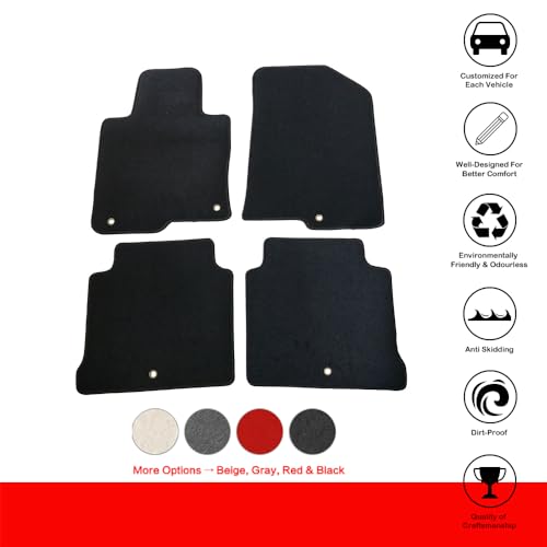 Floor Mat Compatible with 2016-2020 Kia Optima & 2015-2019 Hyundai Sonata, Factory Fitment Floor Mats Carpet Front & Rear Black 4PC Nylon by IKON MOTORSPORTS