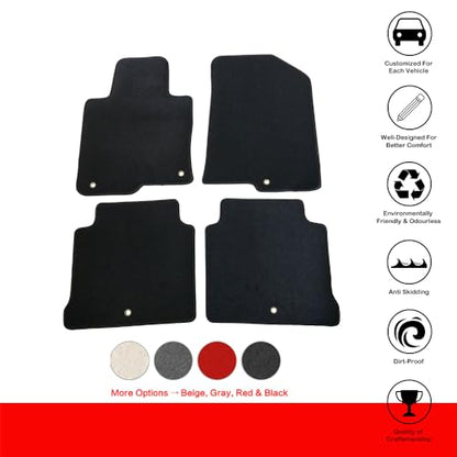 Floor Mat Compatible with 2016-2020 Kia Optima & 2015-2019 Hyundai Sonata, Factory Fitment Floor Mats Carpet Front & Rear Black 4PC Nylon by IKON MOTORSPORTS