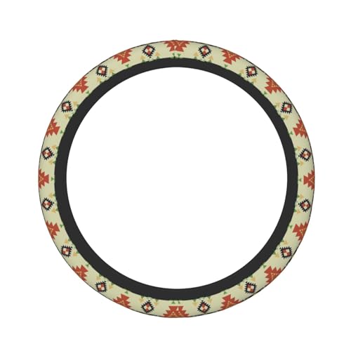 Ethnic Aztec Geometric Native Boho Car Steering Wheel Cover,Non-Slip Elastic Neoprene-Sweat Car Accessories,Universal 15 Inch Fit Auto, Vans Trucks,Suvs, Truck - color: Ethnic Aztec