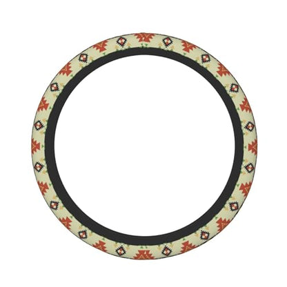 Ethnic Aztec Geometric Native Boho Car Steering Wheel Cover,Non-Slip Elastic Neoprene-Sweat Car Accessories,Universal 15 Inch Fit Auto, Vans Trucks,Suvs, Truck - color: Ethnic Aztec
