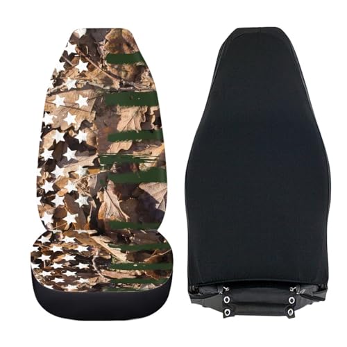 Howilath American Flag Camouflage Car Front Seat Cover Elastic Interior Accessories, Front Bucket Seat Covers Fit SUV Sedan Truck - 2 Piece - color: American Flag Camouflage