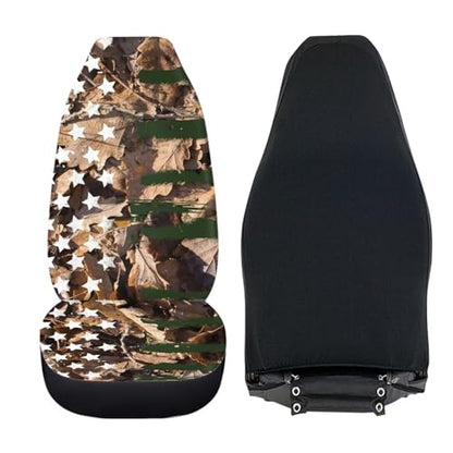 Howilath American Flag Camouflage Car Front Seat Cover Elastic Interior Accessories, Front Bucket Seat Covers Fit SUV Sedan Truck - 2 Piece - color: American Flag Camouflage
