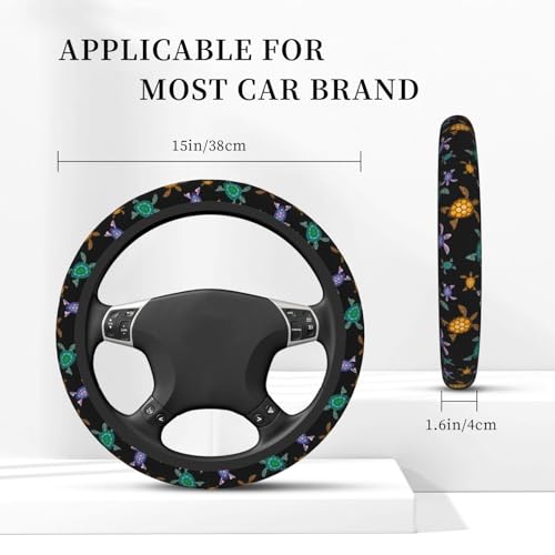 sea Turtle Neoprene Steering Wheel Cover for Men Women Anti-Slip Elastic Steering Wheel Protective Cover 15in Universal Car Accessories Fit Cars, SUVs, Auto - color: Sea Turtle