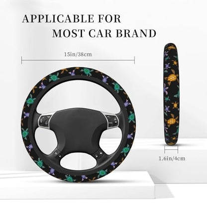 sea Turtle Neoprene Steering Wheel Cover for Men Women Anti-Slip Elastic Steering Wheel Protective Cover 15in Universal Car Accessories Fit Cars, SUVs, Auto - color: Sea Turtle