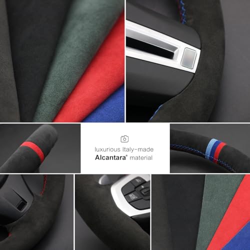 MEWANT Hand Stitch Customized Steering Wheel Cover Wrap for Land Rover Range Rover Sport III(L461) 2023-2024 / Discovery Sport (L550) 2021-2024 / Range Rover Evoque II(L551)/ Range Rover Velar (L560) - color: Alcantara Customize