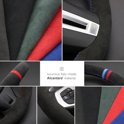 MEWANT Hand Stitch Customized Steering Wheel Cover Wrap for Land Rover Range Rover Sport III(L461) 2023-2024 / Discovery Sport (L550) 2021-2024 / Range Rover Evoque II(L551)/ Range Rover Velar (L560) - color: Alcantara Customize