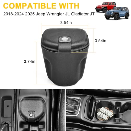 Center Console Coin Organizer Compatible with 2018-2026 Jeep Wrangler JLGladiator JT Accessories Armrest Insert Hodler Secondary Storage Box