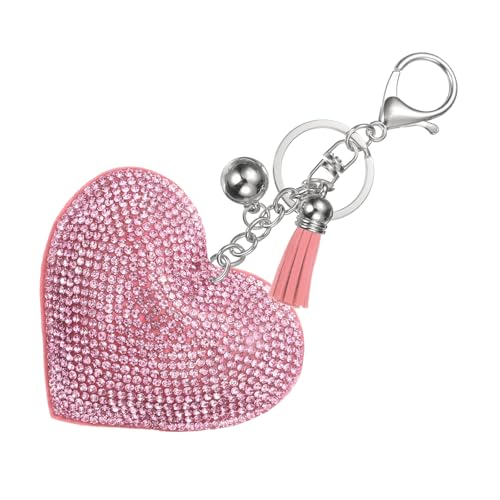 PATIKIL Rhinestone Keychains for Women, Cute Bling Heart Shape Purse Charm for Bag Handbags Car Keys - color: White-pink