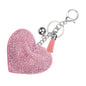 PATIKIL Rhinestone Keychains for Women, Cute Bling Heart Shape Purse Charm for Bag Handbags Car Keys - color: White-pink