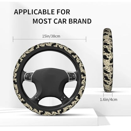 Cat Steering Wheel Cover Elastic Non-Slip Car Steering Wheel Covers with Seat Belt Shoulder Pad for Women Men - color: Cat