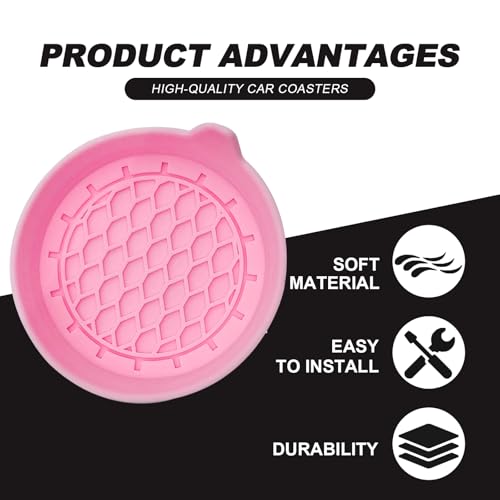 4-Pack Universal Cup Holder Coasters, Black Silicone Inserts - Keep Your Car Clean with Non-Slip & Spill-Proof Coasters for All Vehicles (Pink) - color: pink