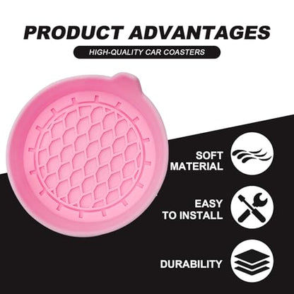 4-Pack Universal Cup Holder Coasters, Black Silicone Inserts - Keep Your Car Clean with Non-Slip & Spill-Proof Coasters for All Vehicles (Pink) - color: pink