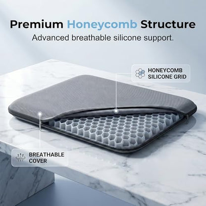 Gel Seat Cushion for Long Sitting, Cooling Seat Cushion, Breathable Honeycomb Design Absorbs Pressure Points Chair Pad for Office Chair, Wheelchair, Car & Truck (1)