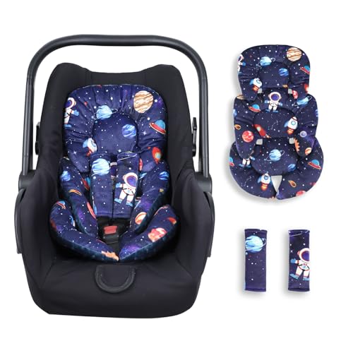 SWESEN Infant Car Seat Insert with 2 Strap Pads, Super Soft Carseat Head and Body Support for Baby Boys and Girls, Reversible Newborn Car Seat Insert Cushion for Strollers, Bouncers, Space - color: Space Set-1
