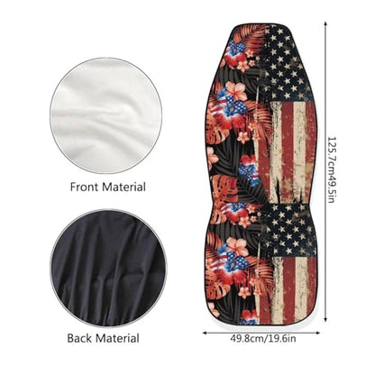 2 Piece Car Seat Covers Easy to Install American Flag Hibiscus Front Seats Elastic Polyester Cover Anti-Slip Auto Interior Accessories Universal Fit for Most Vehicles - color: American Flag Hibiscus