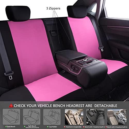 CAR PASS Line Rider Sporty Cloth 11PCS Universal Fit Car Seat Cover -100% Breathable with 5mm Composite Sponge Inside,Airbag Compatible,3zipper Bench(Full Set, Black and Pink) - color: Black and Pink, size: Full Set