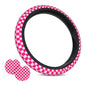 Pink Checkered Steering Wheel Cover Checkered hot Pink Steering Wheel Cover of Wome Anti-Slip Breathable Universal 14-15 Inch Car with 2 Pcs Car Coasters Suitable Men Women - color: Checkered Pink