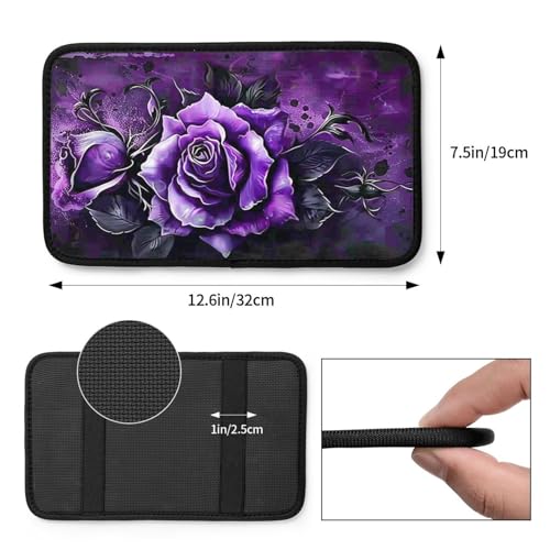 Universal Car Center Console Cushion Pad, Purple Rose Soft Waterproof Car Center Console Cover Auto Armrest Seat Box Cover Protector for Most Vehicle SUV Truck Car - color: Purple Rose