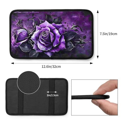 Universal Car Center Console Cushion Pad, Purple Rose Soft Waterproof Car Center Console Cover Auto Armrest Seat Box Cover Protector for Most Vehicle SUV Truck Car - color: Purple Rose