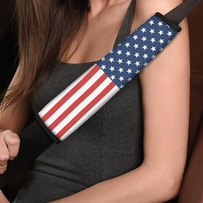Dolyues American Flag Car Seatbelt Shoulder Pads for Adults Independence Day Comfort Seat Belt Covers 2 Pack All Weather Universal Protect Pads - color: American Flag