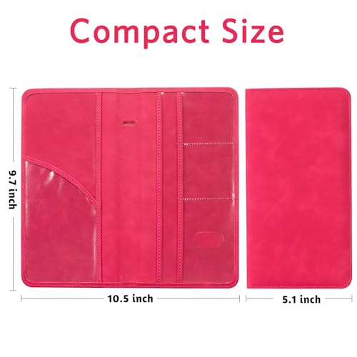 CoBak Car Registration and Insurance Holder - Vehicle Glove Box Car Organizer,Auto Truck Comparment Accessories Case with Magnetic Closure for Driver License,Cards - color: L-Ruby Red
