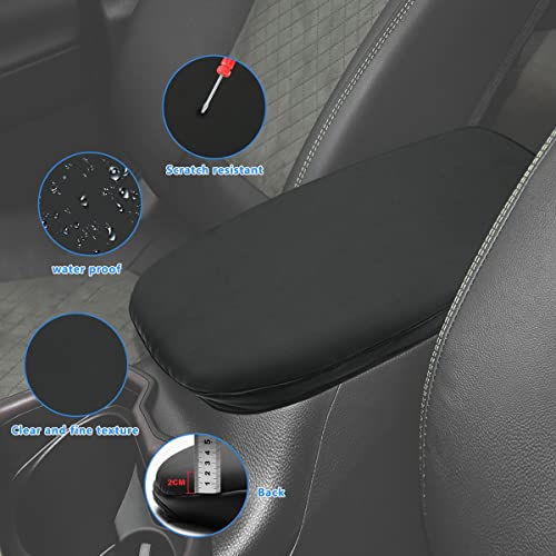 INTGET Center Console Armrest Cover for Toyota RAV4 Accessories 2025 2024 2023 2022 2021 2020 2019 Leather Middle Console Lid Cover Arm Rest Covering Car(Black with Cushion Flat) - color: black with cushion flat