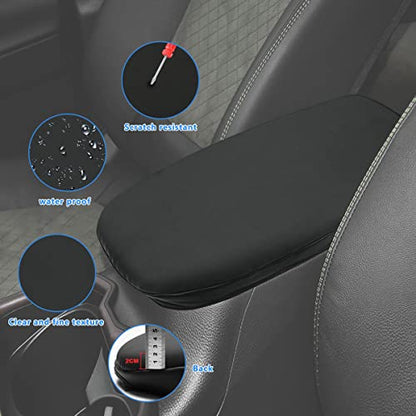 INTGET Center Console Armrest Cover for Toyota RAV4 Accessories 2025 2024 2023 2022 2021 2020 2019 Leather Middle Console Lid Cover Arm Rest Covering Car(Black with Cushion Flat) - color: black with cushion flat