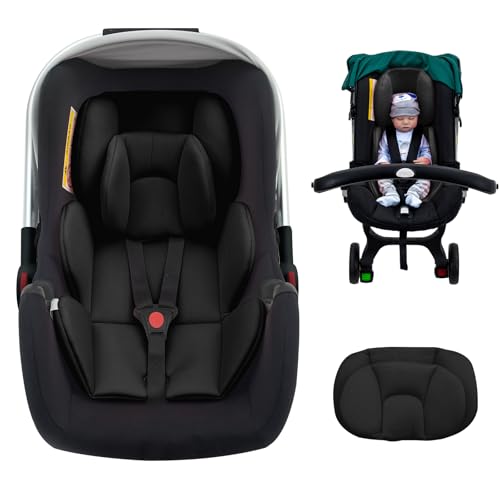 Infant Car Seat Insert with 2 Headrest for Preemie to Toddler, Thickened Baby Car Seat Head Support for Side Impact Protection, Breathabble Newborn Carseat Insert with Filled Spong - color: Black