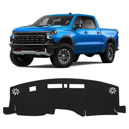 KUST Black Dash Cover Compatible with 2022-2025 2026 Chevy Chevrolet Silverado/GMC Sierra 1500 2500HD 3500HD (with HUD) (Only fit The 13.4-inch Screen Dashboard) Dashboard Cover Accessories - size: Sierra 22-26(Black)