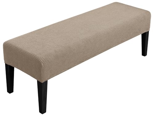 SPRINGRICO Stretch Dining Bench Cover, Removable Bench Slipcover Washable Bench Seat Protector Rectangle Bench Cover for Dining Room, Living Room, Bedroom, Kitchen (S1-Khaki) - color: S1-khaki