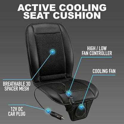 ZONETECH Cooling Car Seat Cushion 12V Black Automotive Adjustable Temperature Comfortable Car Seat Cooling Pad, Cooling Car Seat Cover for Car SUV Truck Universal Fit - color: Black 1 Pack