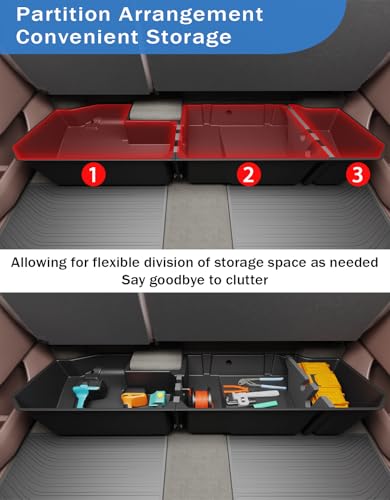 Under Seat Storage Box Compatible with 2019-2026 Chevy Chevrolet Silverado 1500/GMC Sierra 1500, 2020-2026 Silverado/Sierra 2500HD/3500HD Double Cab & Crew Rear Underseat Organizer Accessories - size: 19-26 Chevy Silverado/GMC Sierra 1500